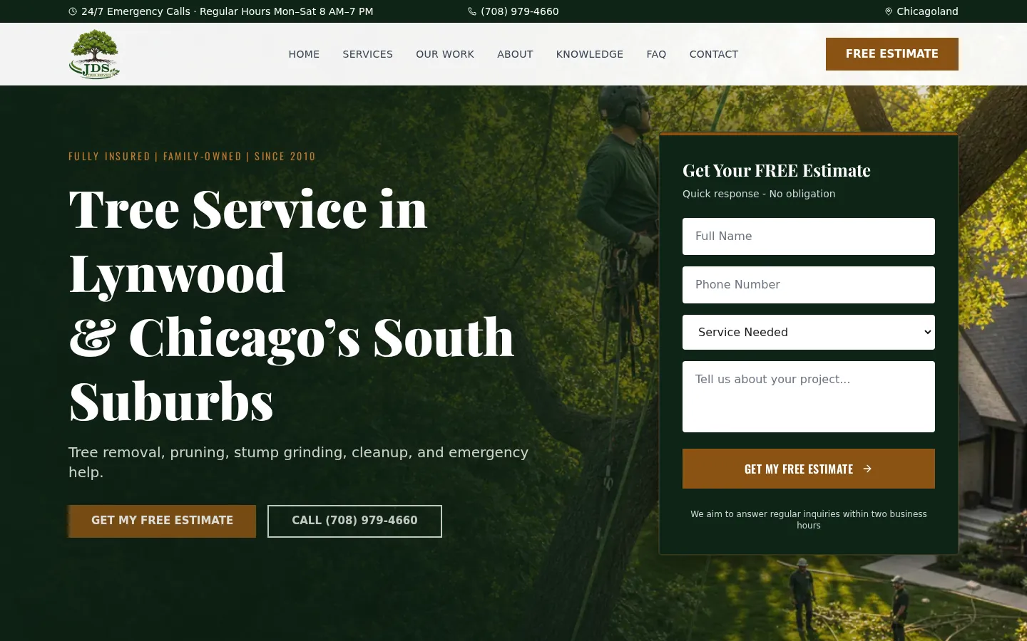 JDS Tree Services website